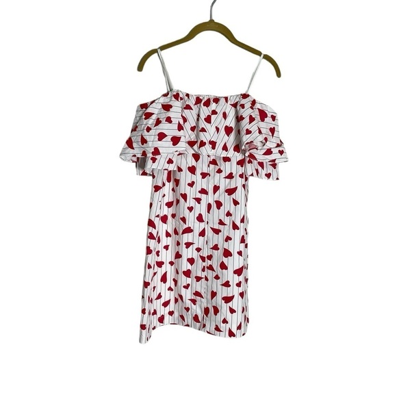 Tammy Tangs Heart Stripe Ruffle Strapless Mini Dress XS - Picture 2 of 4